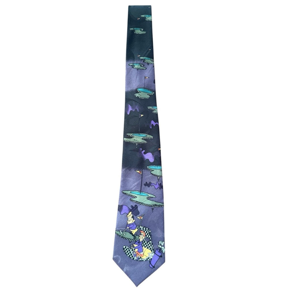 Vintage George Jetson Golf Neck Tie Purple Black Multicolour Cartoon Network